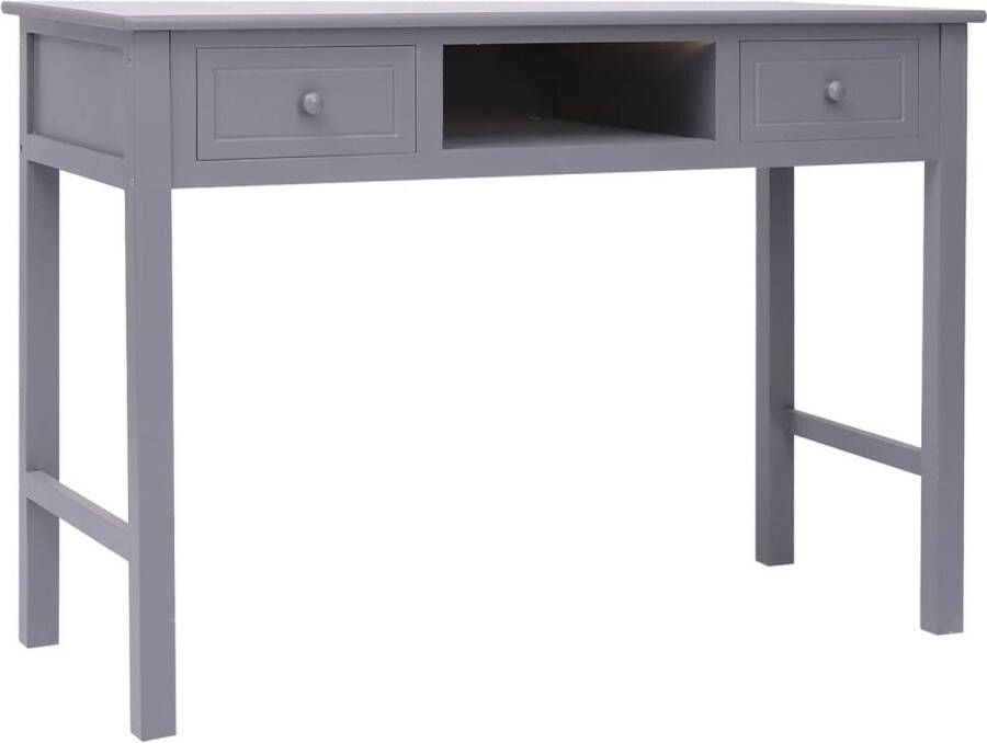 The Living Store Bureau Paulowniahout Studeertafel 108 x 45 x 76 cm Grijs - Foto 2