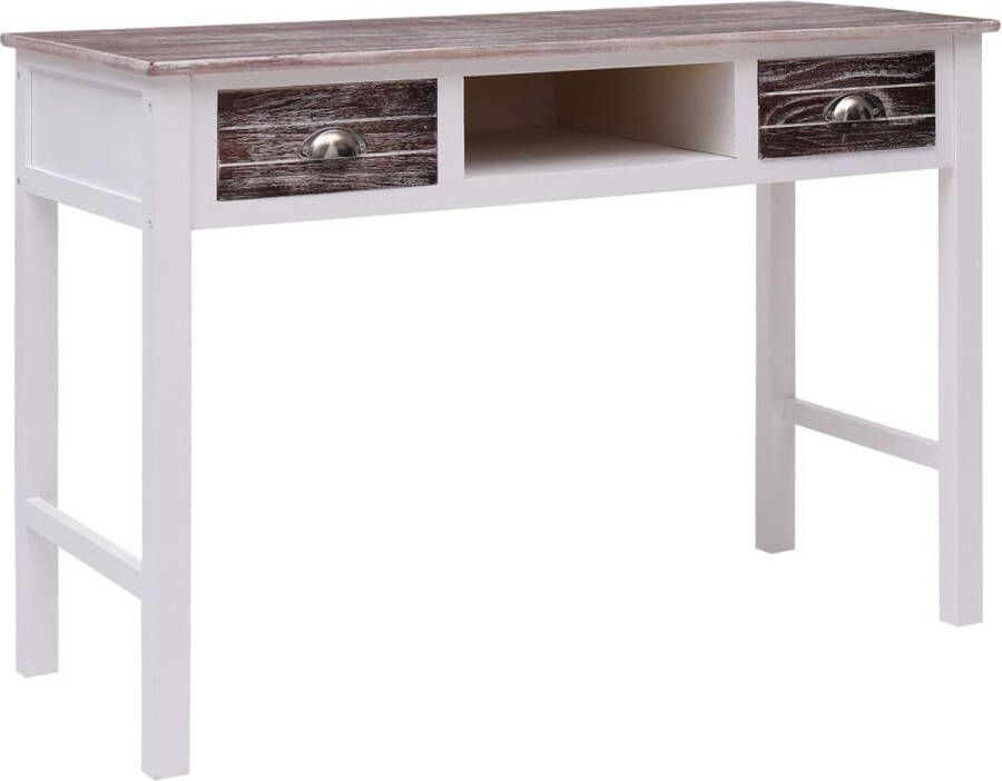 The Living Store Bureau Paulownia Populierenhout 110x45x76 cm 2 lades 1 open vak - Foto 2