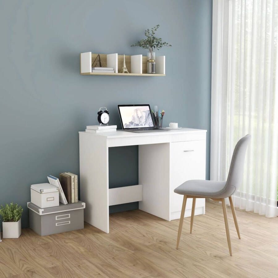 The Living Store Bureau Strak en modern Hout 100 x 50 x 76cm Wit - Foto 2