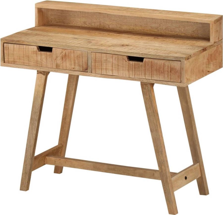 The Living Store Bureau Vintage Stijl Massief Ruw Mangohout 100x45x90 cm Met 2 Lades - Foto 2