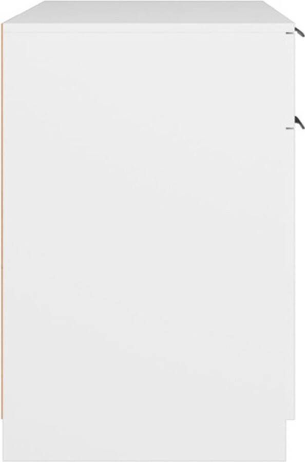 The Living Store Bureau Wit Bewerkt Hout 100 x 50 x 75 cm Met opbergruimte Kantoormeubel Bureau Houten Bureau Wit Bureau Compact Bureau - Foto 3