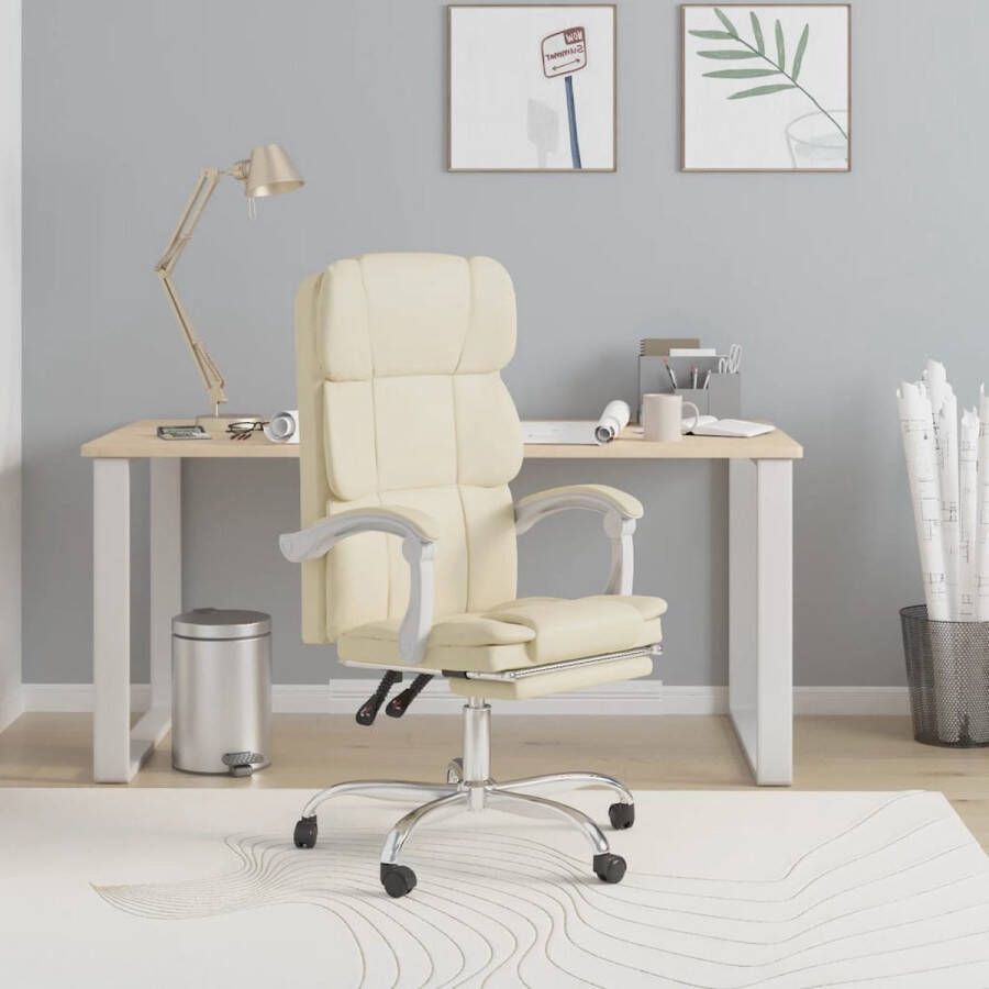The Living Store bureaustoel Relax Kunstleer Verstelbaar Crème 63x56x(112.5-122)cm Duurzaam materiaal - Foto 3