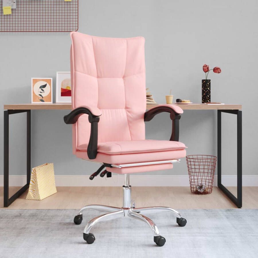 The Living Store Bureaustoel verstelbaar kunstleer roze 63x56x122.5cm 360 graden draaibaar - Foto 2