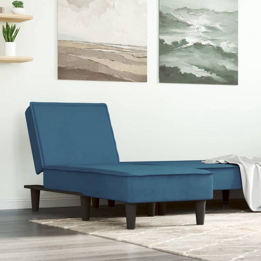 The Living Store Chaise Longue Blauw 55 x 140 x 70 cm Verstelbaar - Foto 2