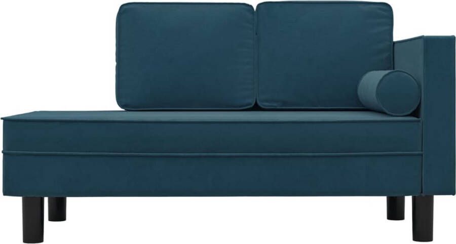 The Living Store Chaise Longue Fluweel Blauw 118 x 55 x 57 cm Comfortabele zitting - Foto 2