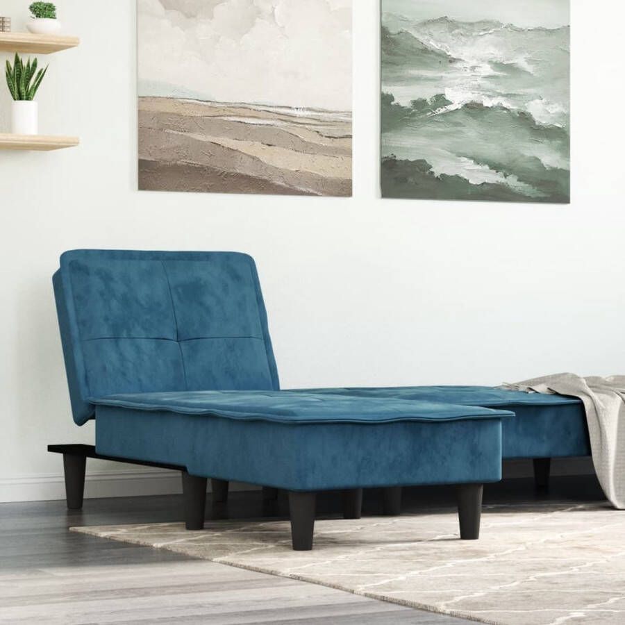 The Living Store Chaise Longue Verstelbaar Blauw 55 x 140 x 70 cm Chaise Lounge Loungestoel Relaxfauteuil Blauwe Fauteuil Velvet Stoffen Meubels - Foto 4
