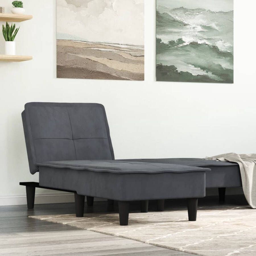 The Living Store Verstelbare Chaise Longue donkergrijs fluweel 55 x 140 x 70 cm multifunctioneel en comfortabel - Foto 3