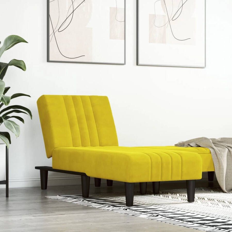 The Living Store Chaise longue geel fluweel 55x155x33 cm verstelbaar