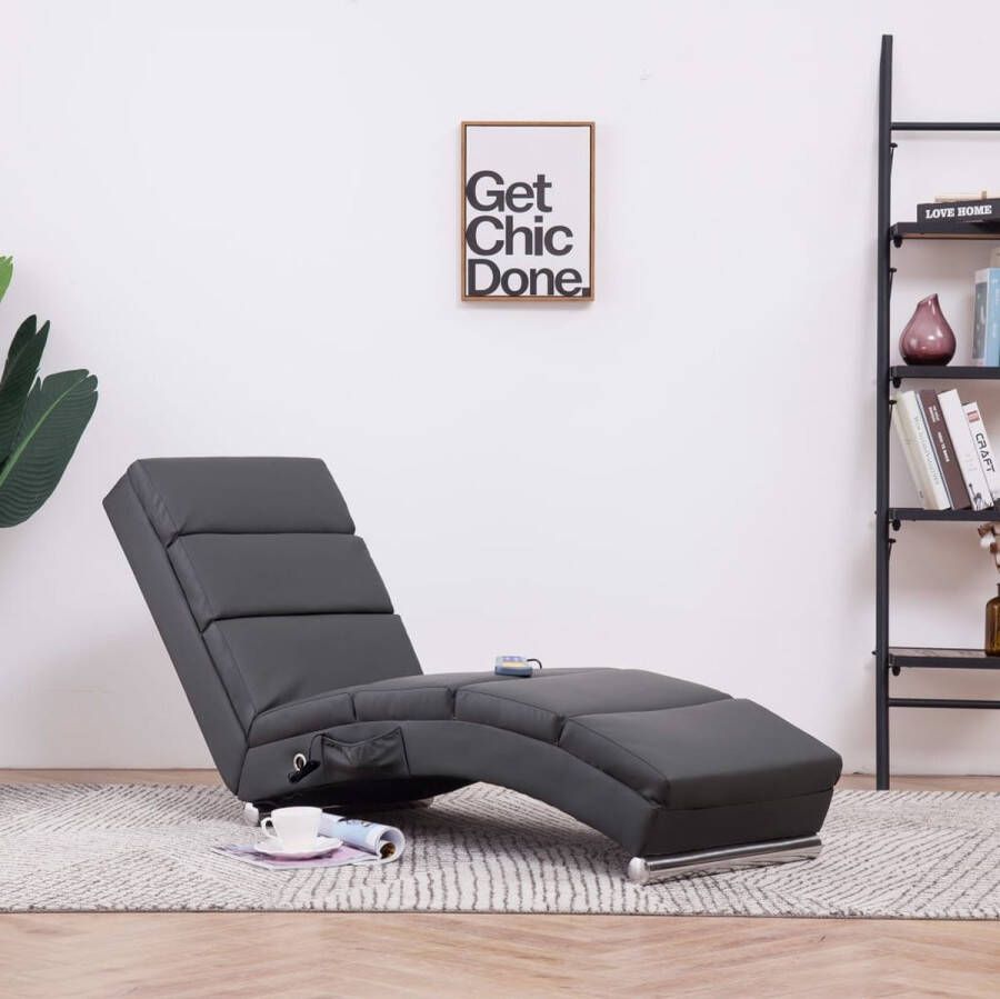 The Living Store Chaise longue Massage Verwarming Grijs 155 x 51 x 71 cm - Foto 2