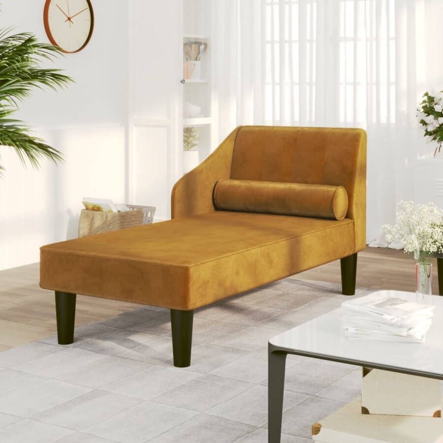 The Living Store Chaise Longue Bruin Fluweel 120 x 57 x 63 cm Comfortabel en Stabiel Inclusief Handleiding - Foto 2