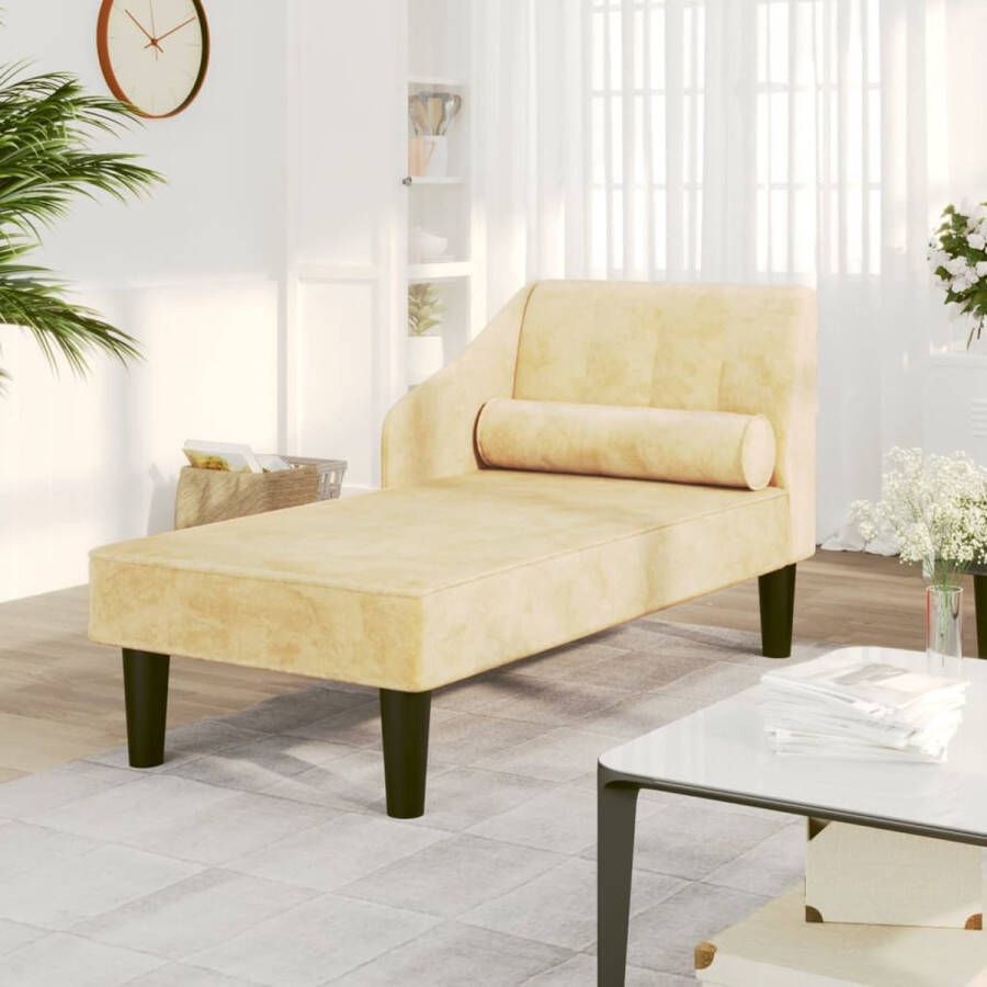 The Living Store Chaise Longue Crème fluweel 120 x 57 x 63 cm Comfortabele zitting - Foto 2
