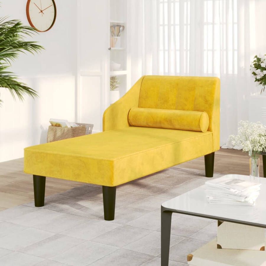 The Living Store Chaise Longue Fluweel Geel 120x57x63 cm Elegant design - Foto 2