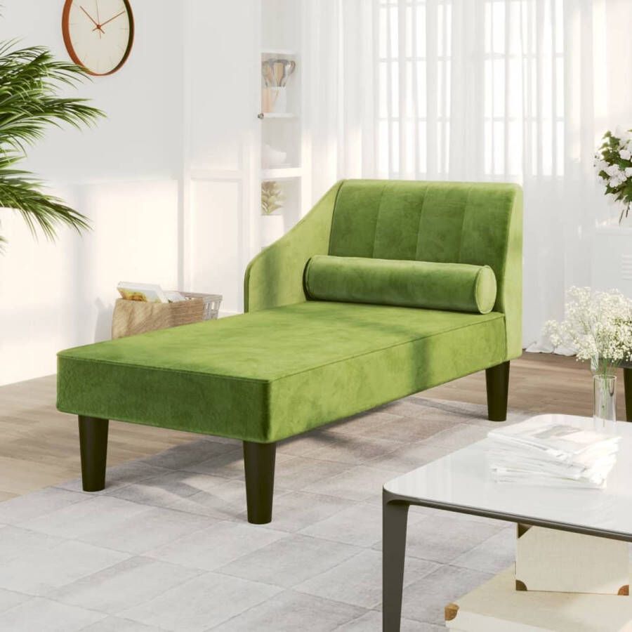 The Living Store Chaise longue met bolster fluweel lichtgroen Bank - Foto 2