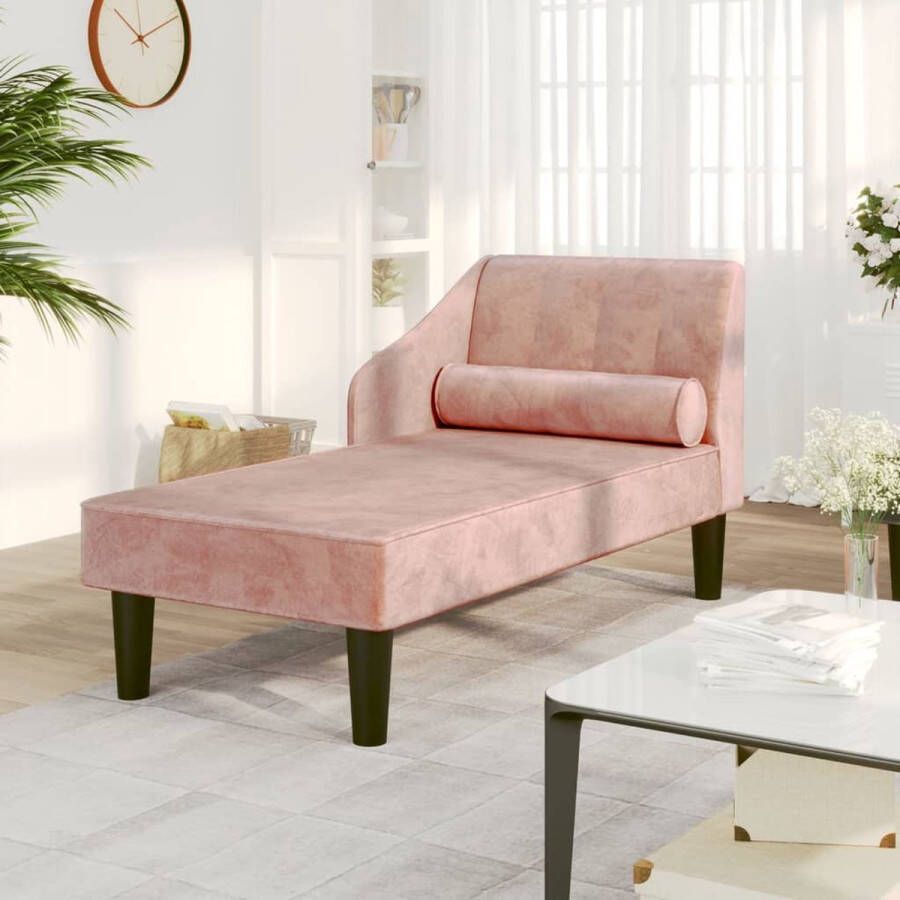 The Living Store Chaise Longue Fluweel Roze 120 x 57 x 63 cm Stabiel frame - Foto 2