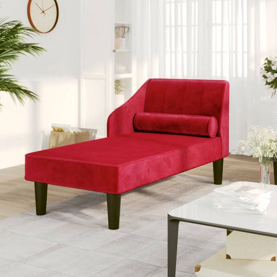 The Living Store Chaise Longue fluweel wijnrood 120 x 57 x 63 cm - Foto 2