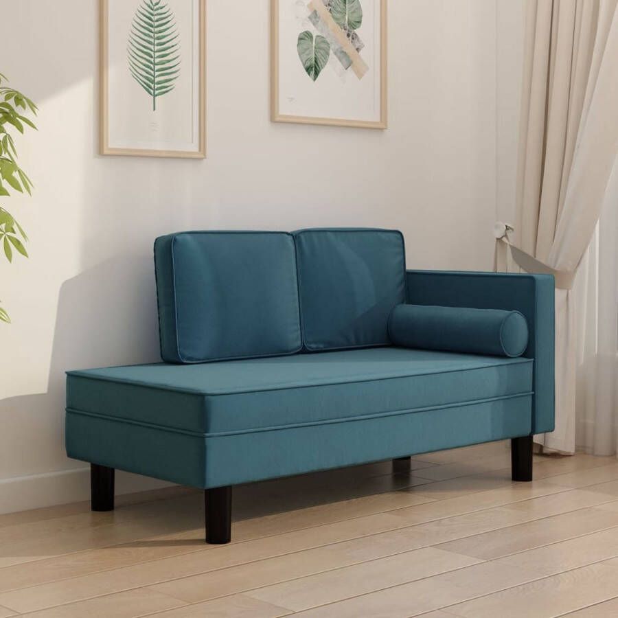 The Living Store Chaise Longue Fluweel Blauw 118 x 55 x 57 cm Comfortabele zitting - Foto 3