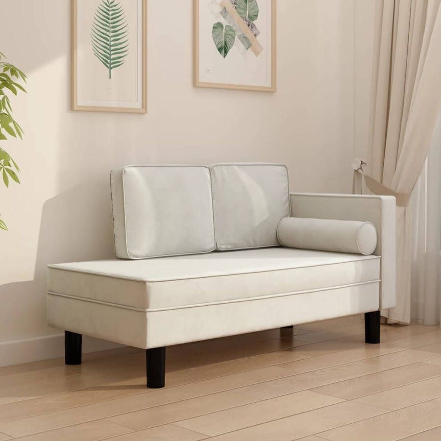 The Living Store Chaise Longue Fluweel Crème 118 x 55 x 57 cm Comfortabel en Stabiel - Foto 2