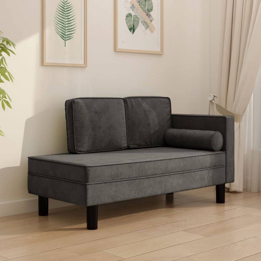 The Living Store Chaise Longue Fluweel Donkergrijs 118 x 55 x 57 cm Comfortabele zitting - Foto 2