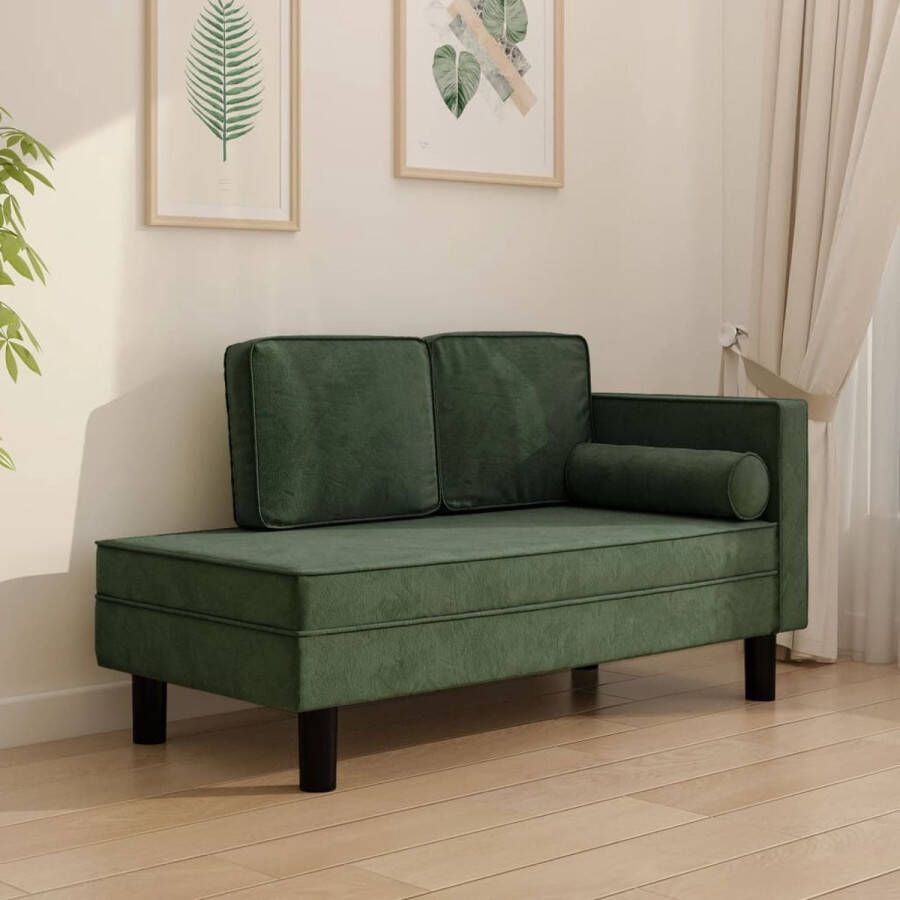 The Living Store Chaise Longue Slaapbank Donkergroen Fluweel 118x55x57cm Inclusief handleiding - Foto 2