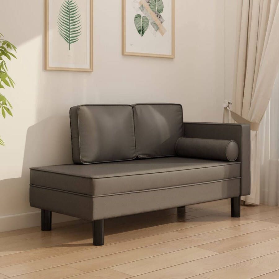 The Living Store Chaise longue Grijs Kunstleer 118x55x57 cm Comfortabel en stabiel Inclusief handleiding - Foto 2