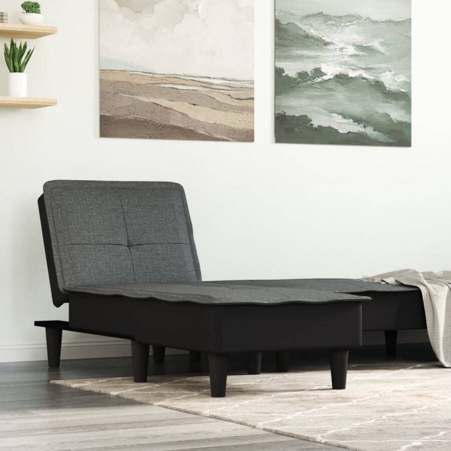 The Living Store Chaise longue verstelbaar donkergrijs 55x140x70 cm ademende stof en multiplex frame - Foto 2