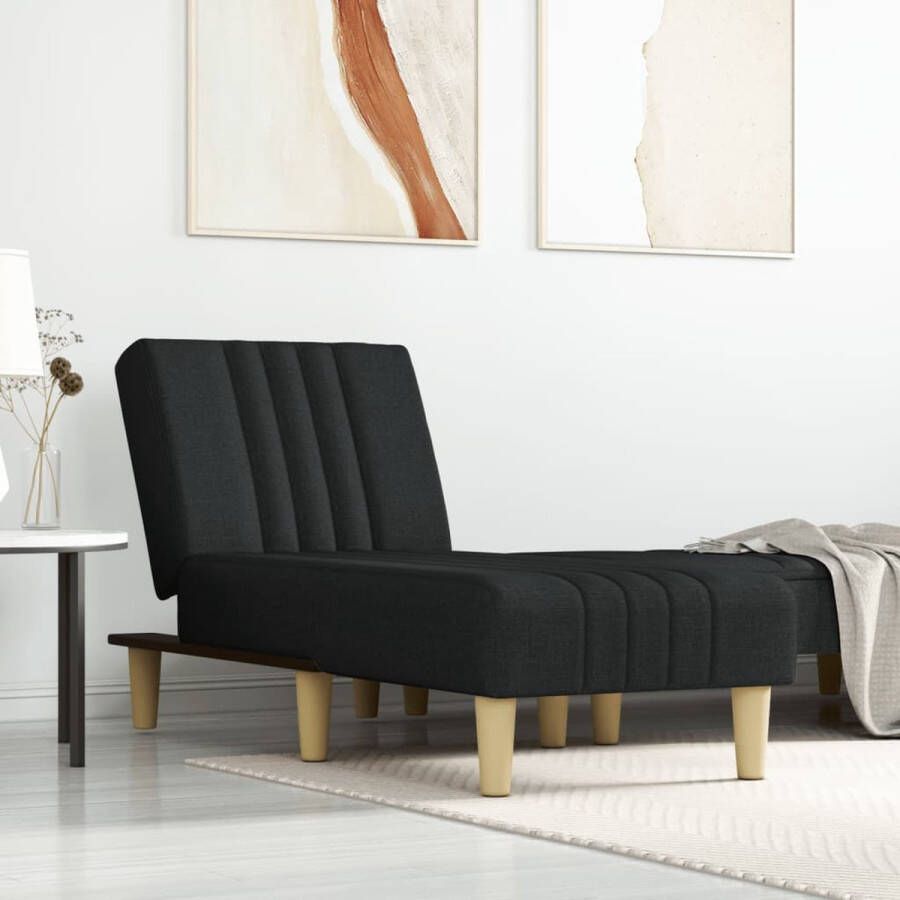 The Living Store Verstelbare Chaise Longue Multifunctioneel Comfortabel Stevig Frame Zwarte Stof 55x140x70cm - Foto 4