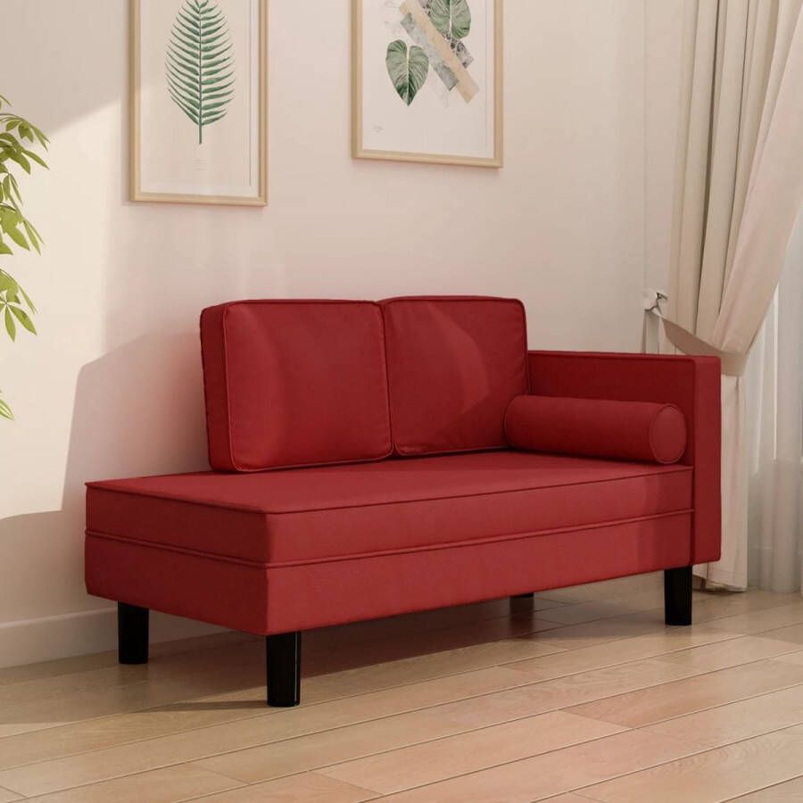 The Living Store Chaise Longue Wijnrood Kunstleer 118x55x57cm - Foto 2