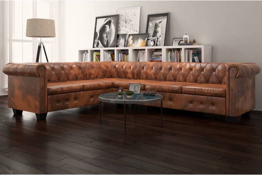 The Living Store Chesterfield Bank 6-Zits Bruin 260 x 205 x 73 cm - Foto 2