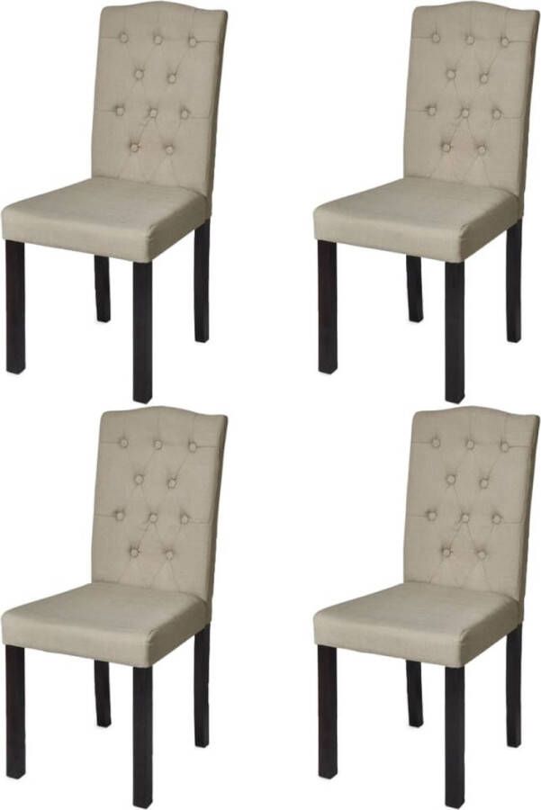 The Living Store Stoelen Chesterfield Look Set van 6 Camel 42x53x95 cm Chesterfield Stoelen Eetkamerstoelen Lounge Stoelen Salon Meubels Beige Stoffen Stoelen - Foto 2