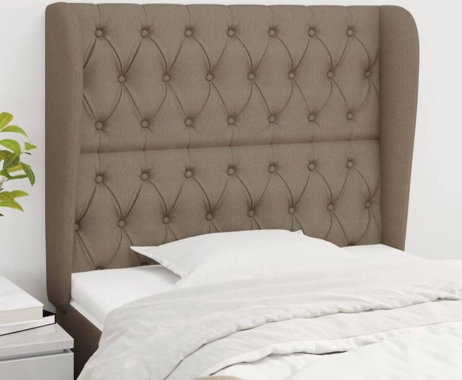 The Living Store Classic Headboard Taupe 103 x 23 x 118 128 cm Stylish Bed Accessory Klassieke Headboard Hoofd Bord Taupecleur Stoffen Headboard Beddecoratie