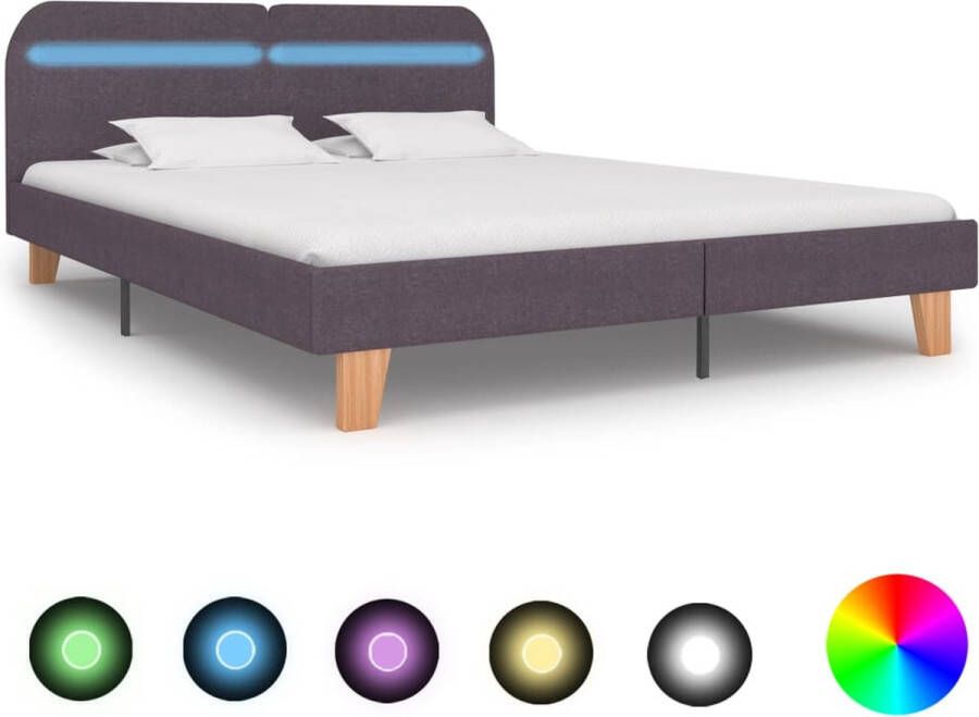 The Living Store Classic LED Bedframe taupe 208x185x80 cm geschikt voor matras van 180x200 cm