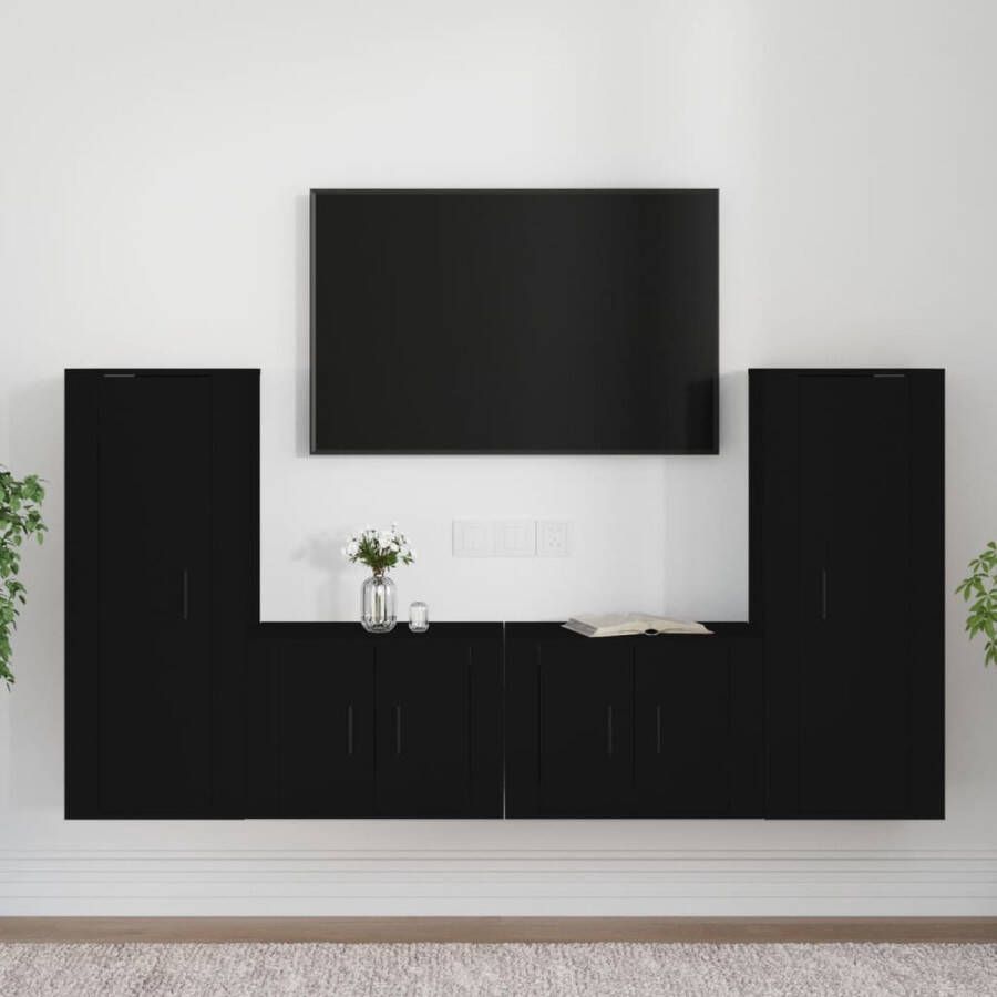 The Living Store Klassieke Televisiekastenset TV-Meubel 40 x 34.5 x 100 cm 57 x 34.5 x 40 cm Zwart - Foto 2