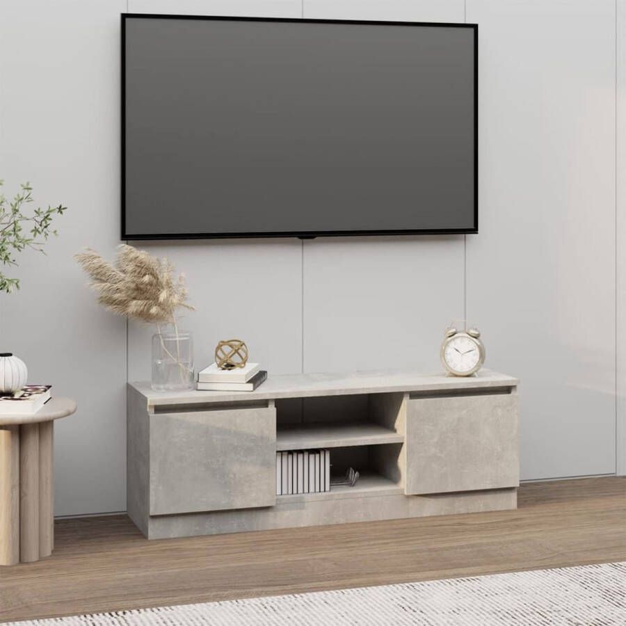 The Living Store TV-kast Betongrijs 102x30x36 cm Klassiek ontwerp met deur - Foto 2