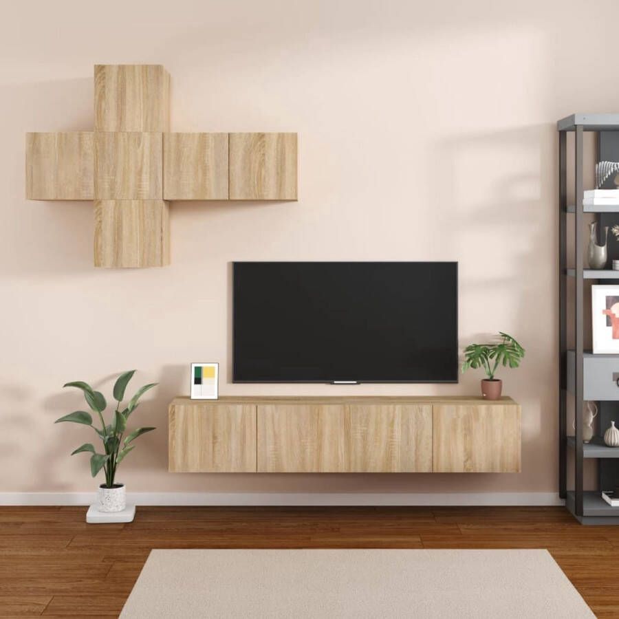 The Living Store TV-meubelset Sonoma Eiken 30.5x30x30cm 60x30x30cm 80x30x30cm Stevig praktisch en - Foto 2