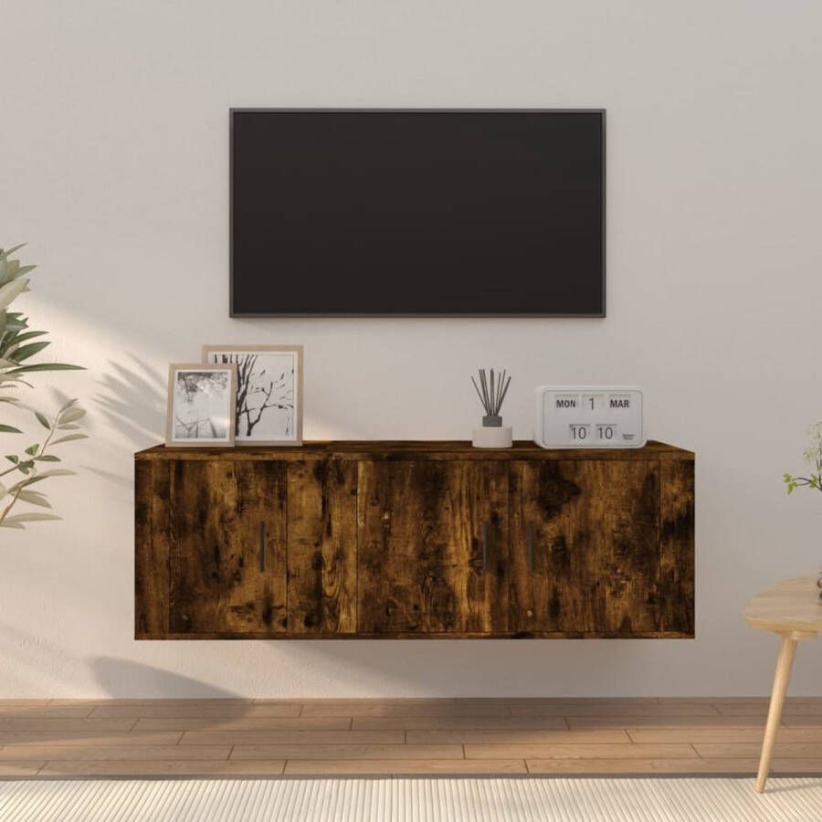 The Living Store Televisiekastenset Gerookt Eiken TV-meubel- 80 x 34.5 x 40 cm TV-meubel- 40 x 34.5 x 40 cm - Foto 2