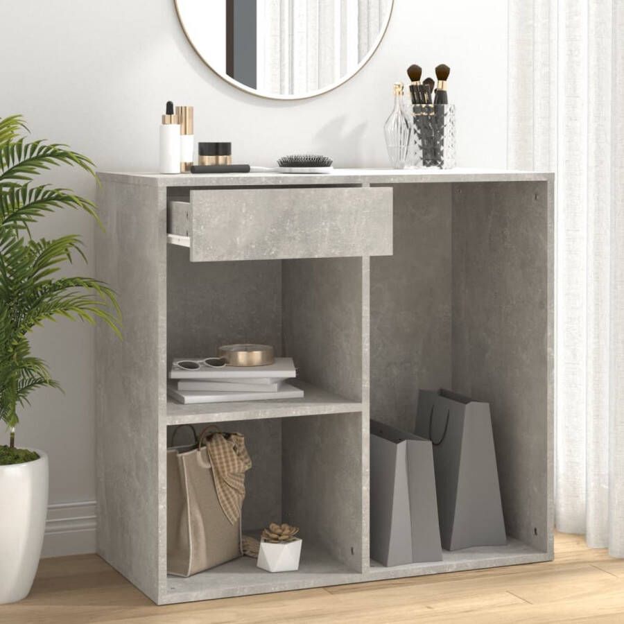 The Living Store Cosmeticakast Betongrijs 80 x 40 x 75 cm Bewerkt hout - Foto 2