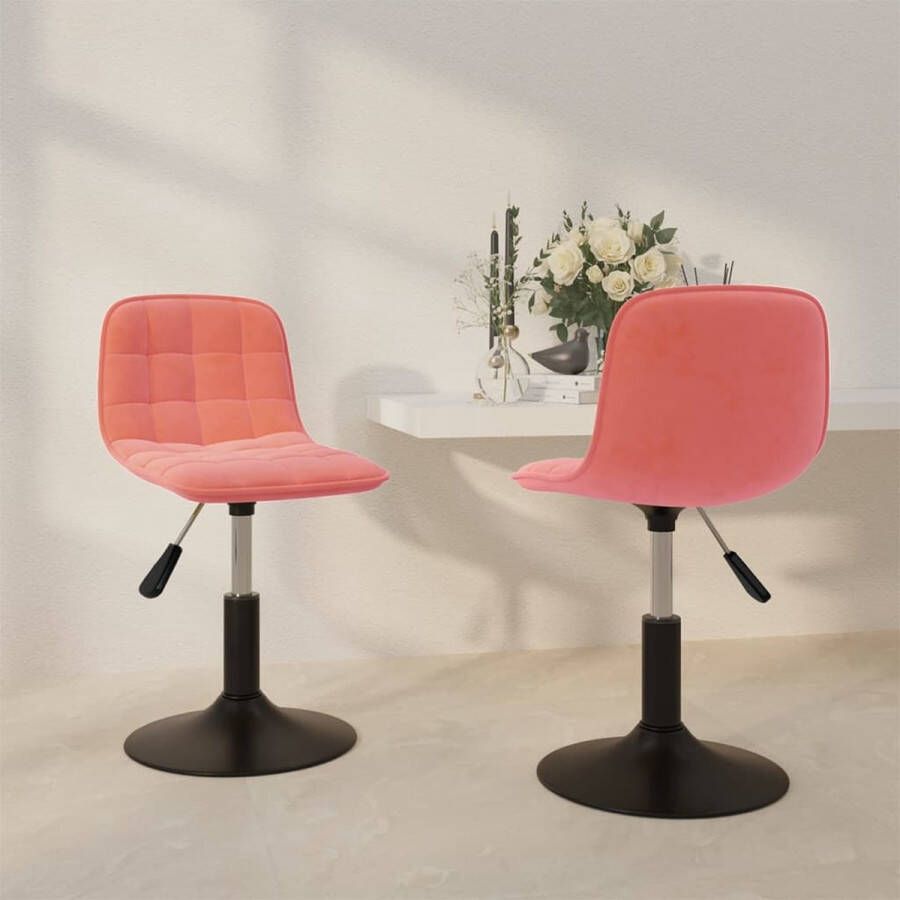 The Living Store Draaibare Eetkamerstoelen Fluweel 42.5x45 cm Roze Zwart