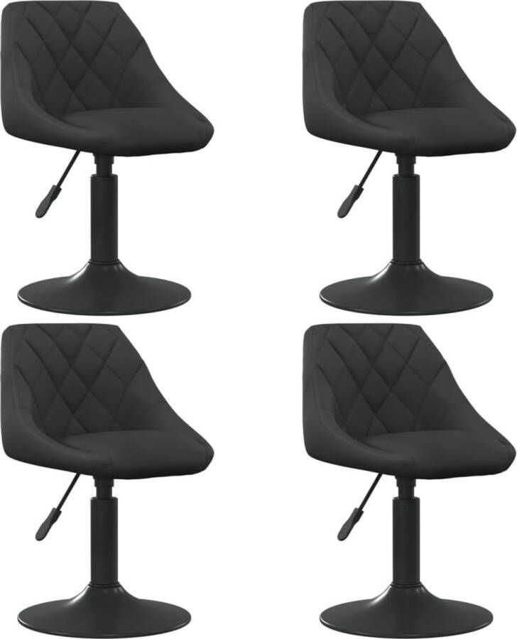 VidaXL Eetkamerstoelen Draaibare Eetkamerstoelen draaibaar 4 st fluweel zwart Velvet Meubels Zwarte Eetkamerstoelen Design Eetkamerstoelen - Foto 3