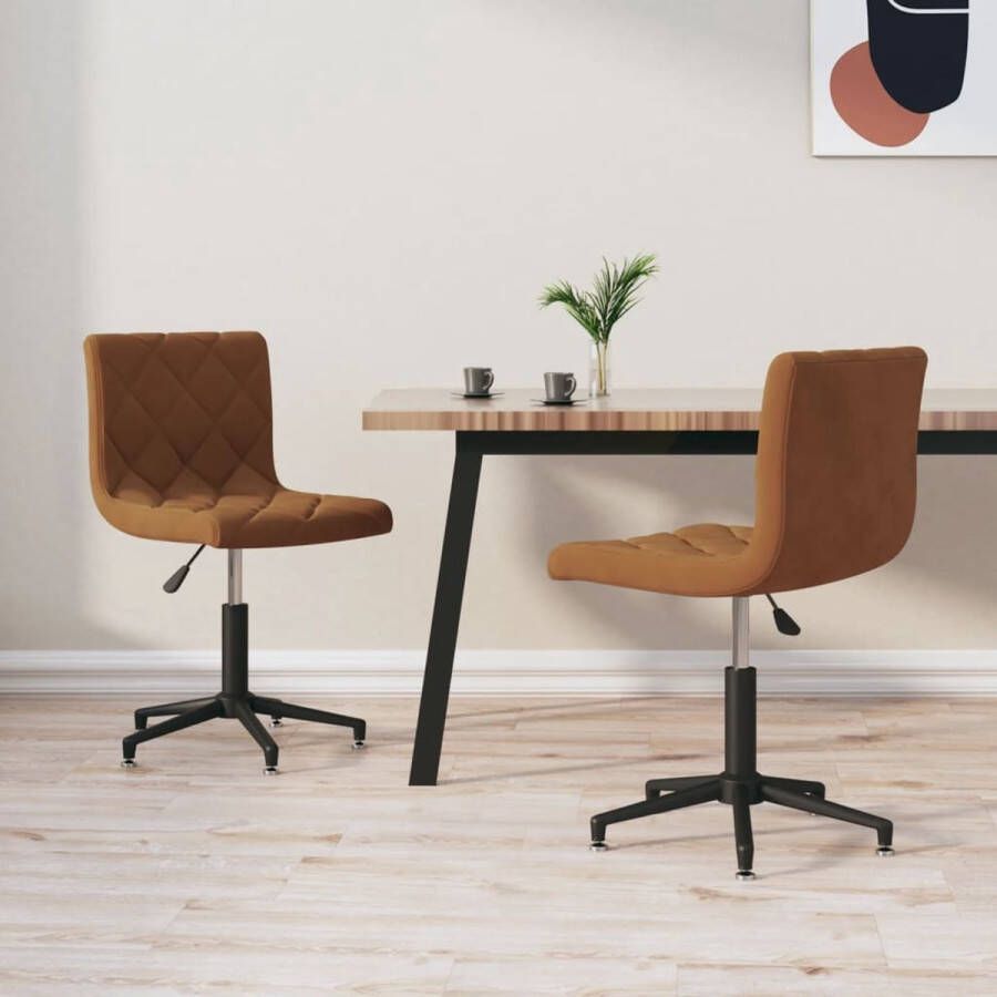 The Living Store Draaibare Eetkamerstoelen Set van 2 Fluweel Bruin 40 x 43 x (74.5 88.5) cm - Foto 2