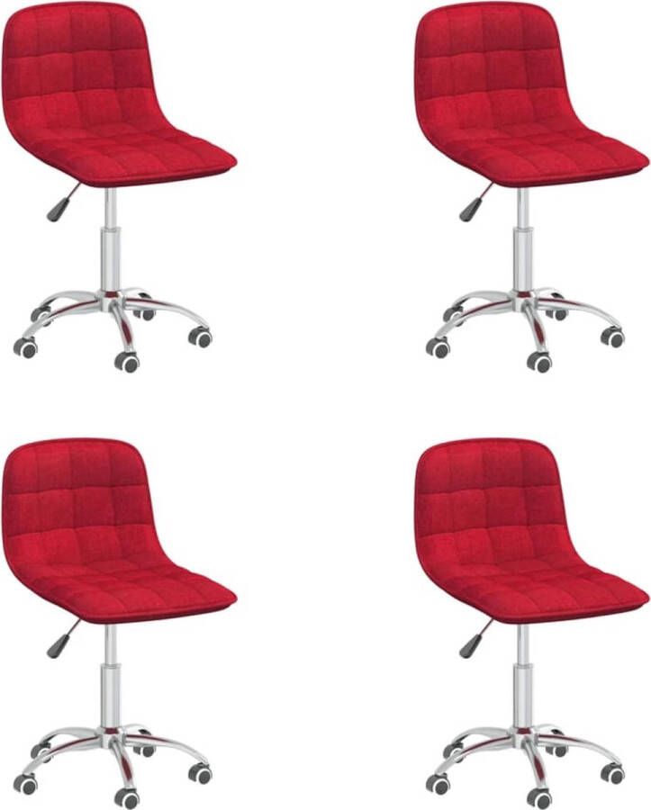 The Living Store Draaibare Eetkamerstoelen Trendy Set van 4 42.5 x 45 x (69 80.5) cm Wijnrood - Foto 2