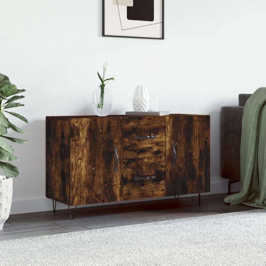 The Living Store Dressoir 100x36x60 cm bewerkt hout gerookt eikenkleurig Keukenkast