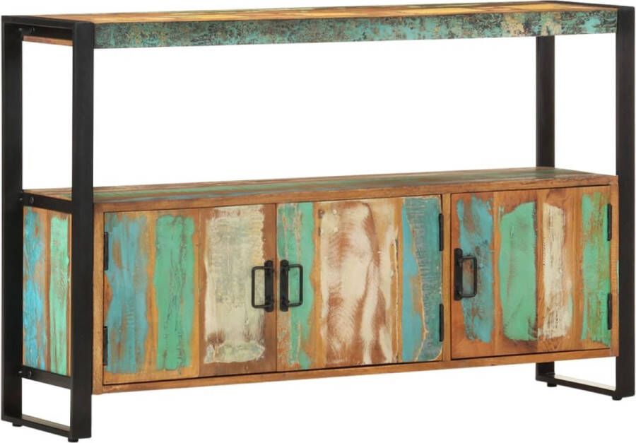 The Living Store Houten dressoir 120 x 30 x 75 cm Massief gerecycled hout en gepoedercoat staal - Foto 1
