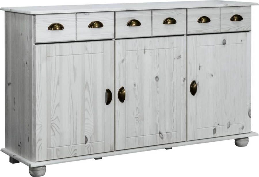 The Living Store Houten Dressoir Opbergkast 134 x 39 x 79.5 cm Massief grenen Vintage stijl