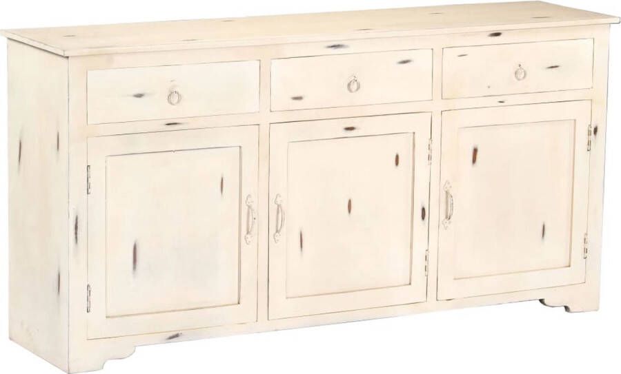 The Living Store Dressoir 160x40x80 cm massief mangohout wit Keukenkast