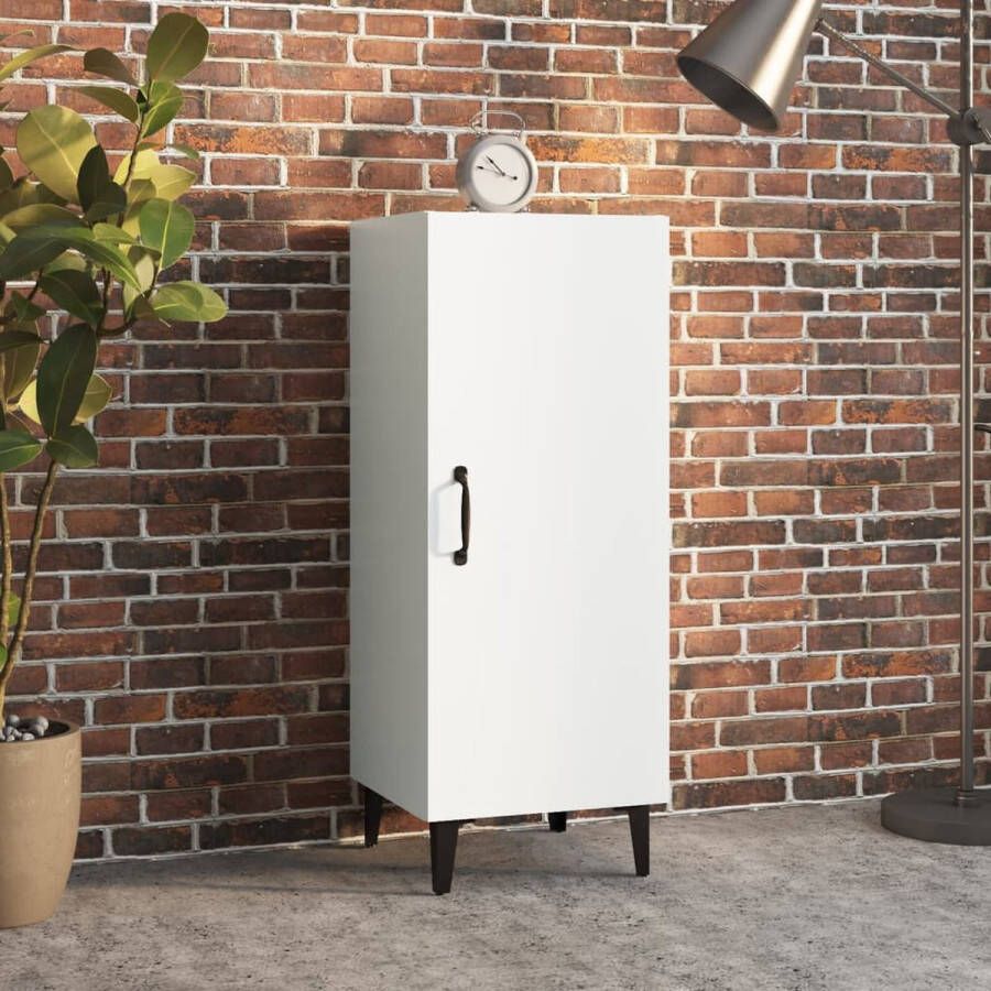 The Living Store Dressoir 34 5x34x90 cm bewerkt hout wit Dressoir Meubels Kast Houten Kast Wit Dressoir - Foto 3