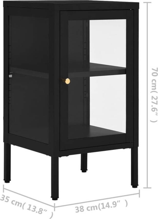 The Living Store Dressoir Modern Zwart 38 x 35 x 70 cm Staal en Glas - Foto 2