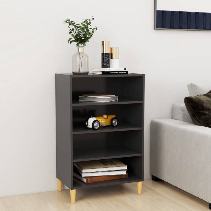 The Living Store Dressoir 57x35x90 cm bewerkt hout grijs Boekenkast Side Table Grijze Meubels Tv Stand Salontafel - Foto 2