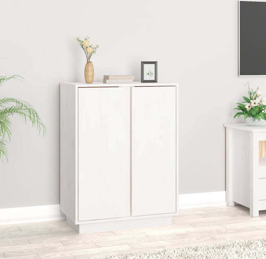 VidaXL Dressoir 60x35x80 cm massief grenenhout wit Dressoir Houten Dressoir Grenenhouten Dressoir Wit Dressoir Vintage Dressoir - Foto 2