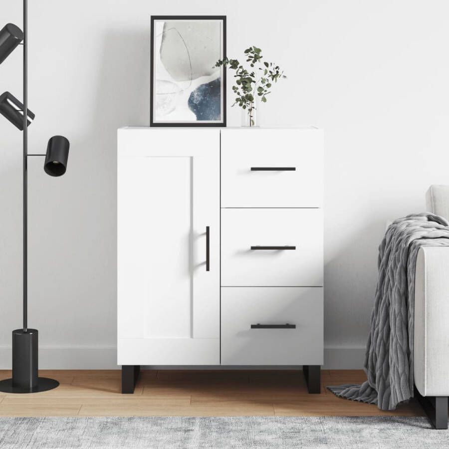 VidaXL The Living Store Dressoir 69.5 x 34 x 90 cm wit bewerkt hout metaal