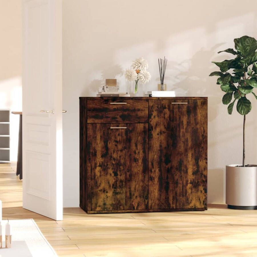 The Living Store Dressoir 80 x 36 x 75 cm Gerookt eiken Flexibel ontwerp - Foto 1